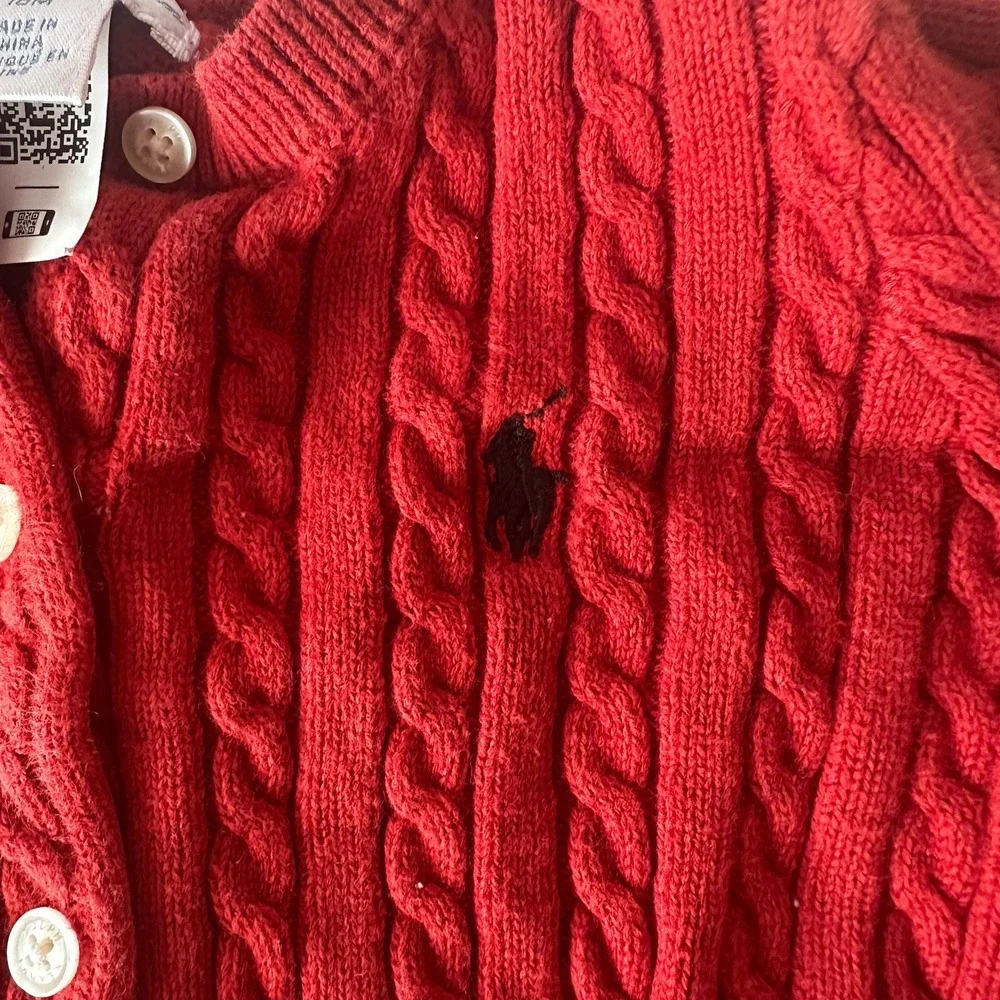 Ralph Lauren Baby Preppy Old Money Cable Knit‎ Button Up Cardigan Sweater Sz 18M